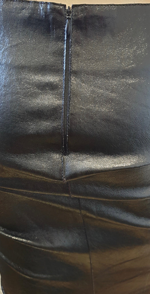 JITROIS Made In France Black Patent Leather Mid-Length Slim Pencil Skirt 40 UK12