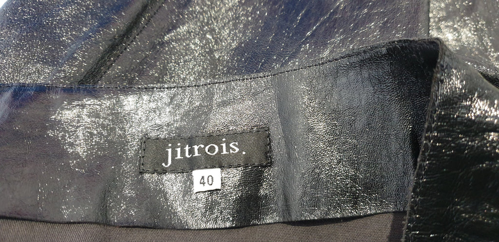 JITROIS Made In France Black Patent Leather Mid-Length Slim Pencil Skirt 40 UK12