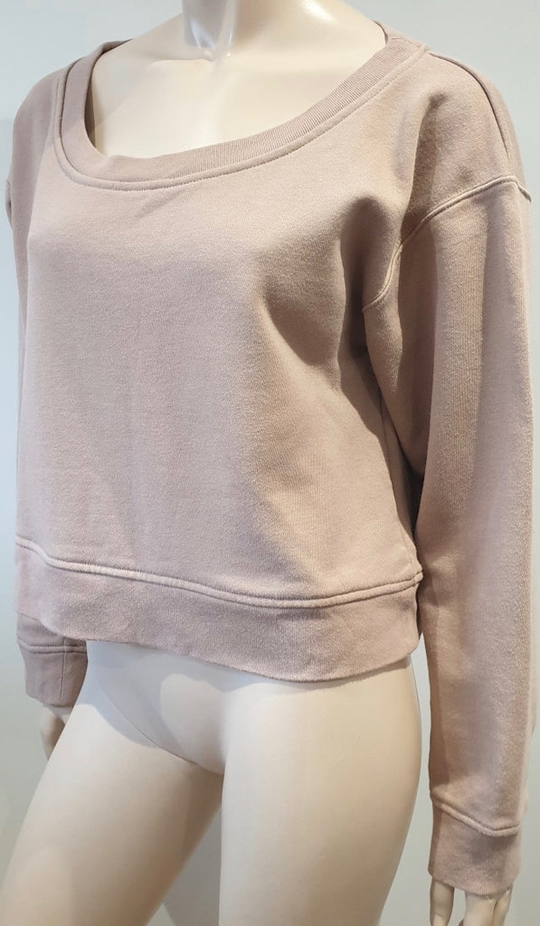 T ALEXANDER WANG Beige Cotton Short Crop Long Sleeve Sweater Sweatshirt Top L