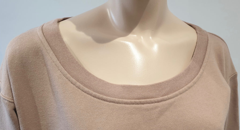 T ALEXANDER WANG Beige Cotton Short Crop Long Sleeve Sweater Sweatshirt Top L