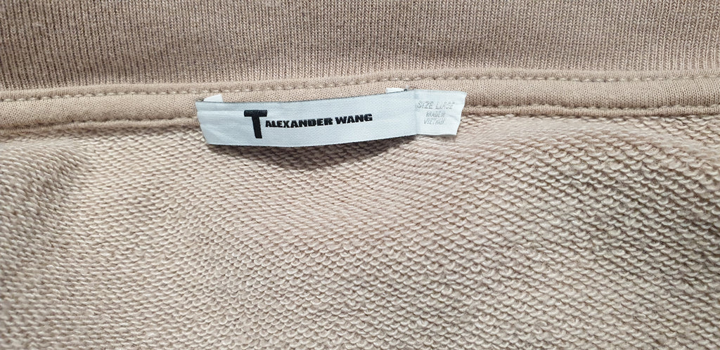 T ALEXANDER WANG Beige Cotton Short Crop Long Sleeve Sweater Sweatshirt Top L