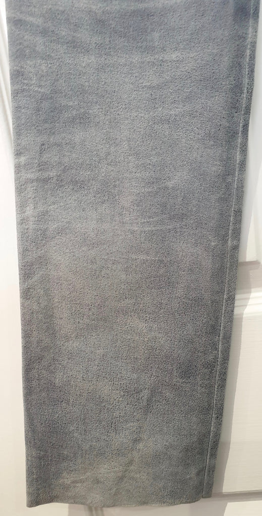 JITROIS Pale Blue Suede Leather Faded Distressed Straight Leg Trousers Pants 40