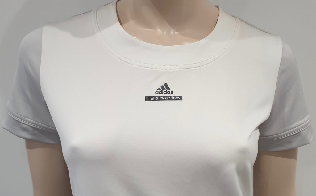 STELLA MCCARTNEY ADIDAS White & Grey Floral Activewear T-Shirt Tee Top M BNWT