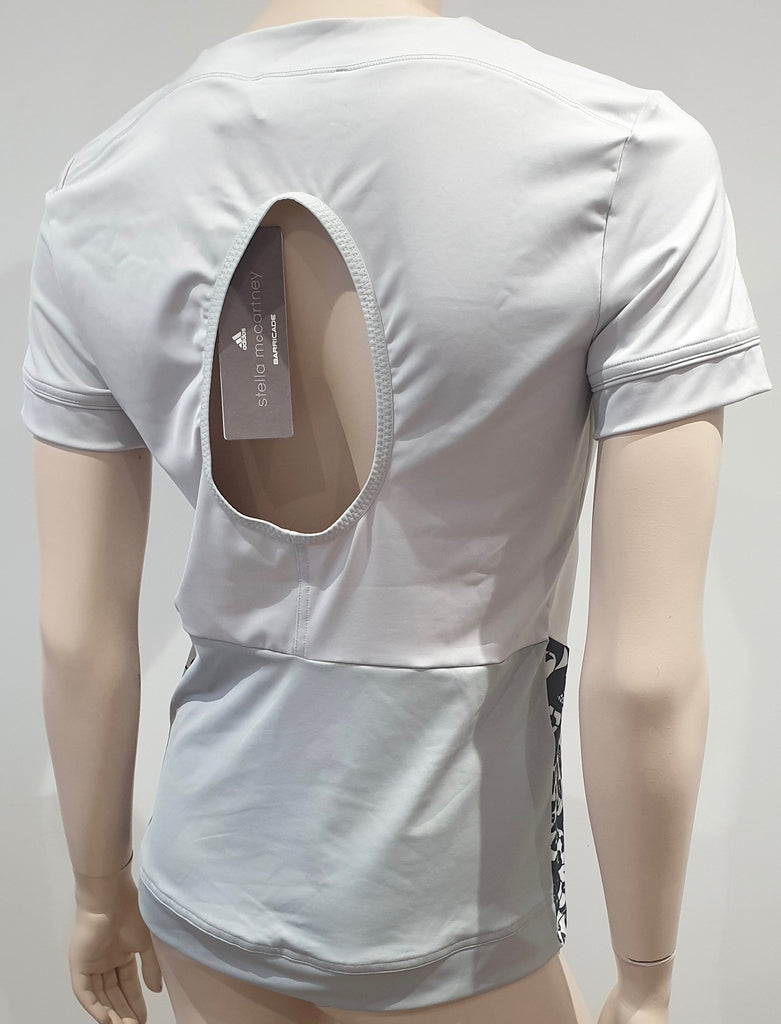 STELLA MCCARTNEY ADIDAS White & Grey Floral Activewear T-Shirt Tee Top M BNWT
