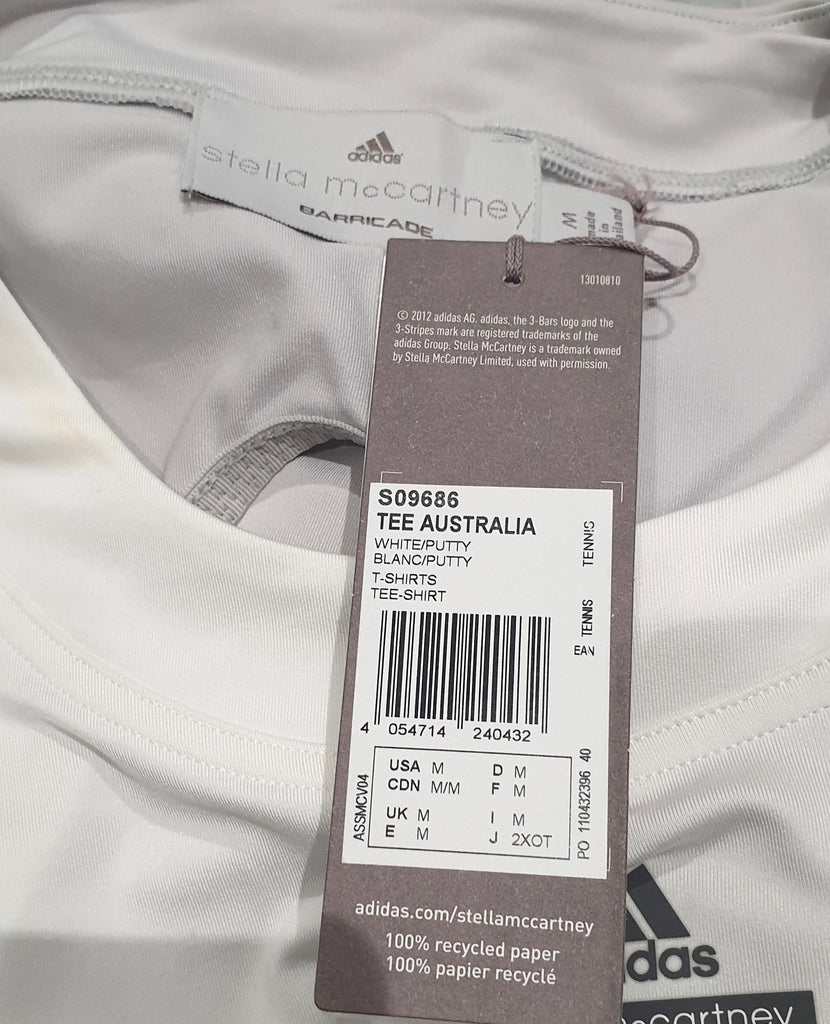 STELLA MCCARTNEY ADIDAS White & Grey Floral Activewear T-Shirt Tee Top M BNWT
