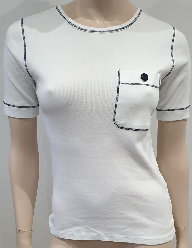 VANESSA SEWARD White Cotton Round Neck Short Sleeve T-Shirt Tee Top 38 UK10