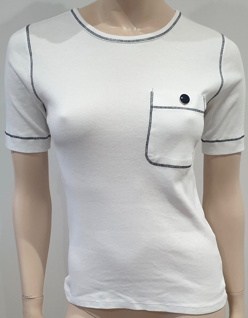 VANESSA SEWARD White Cotton Round Neck Short Sleeve T-Shirt Tee Top 38 UK10