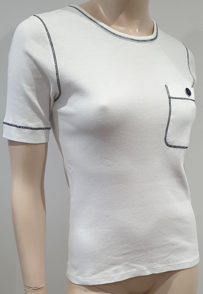 VANESSA SEWARD White Cotton Round Neck Short Sleeve T-Shirt Tee Top 38 UK10