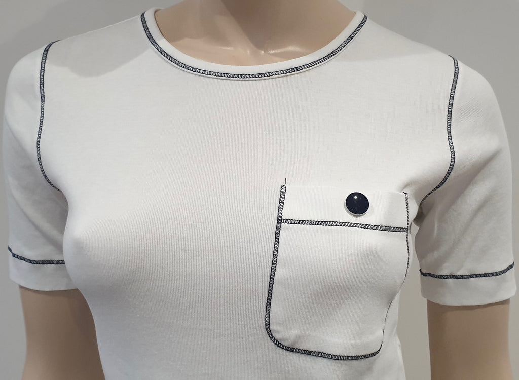 VANESSA SEWARD White Cotton Round Neck Short Sleeve T-Shirt Tee Top 38 UK10
