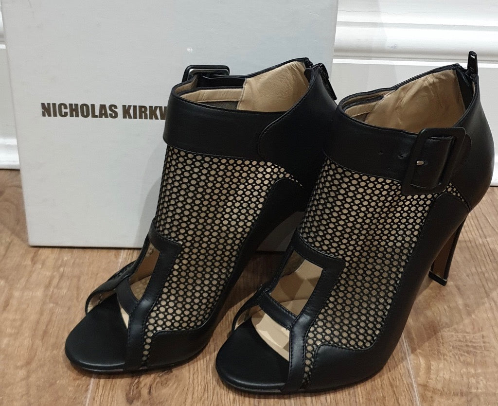 NICHOLAS KIRKWOOD Black Leather Mesh Cage Shoe Boots - Worn Once! EU36 UK3