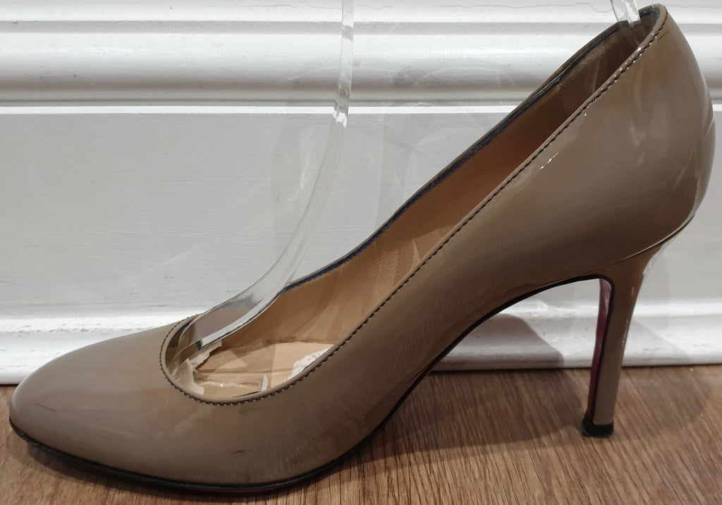 D&G DOLCE & GABBANA Beige Leather Patent High Stiletto Heel Pumps Shoes EU37 UK4