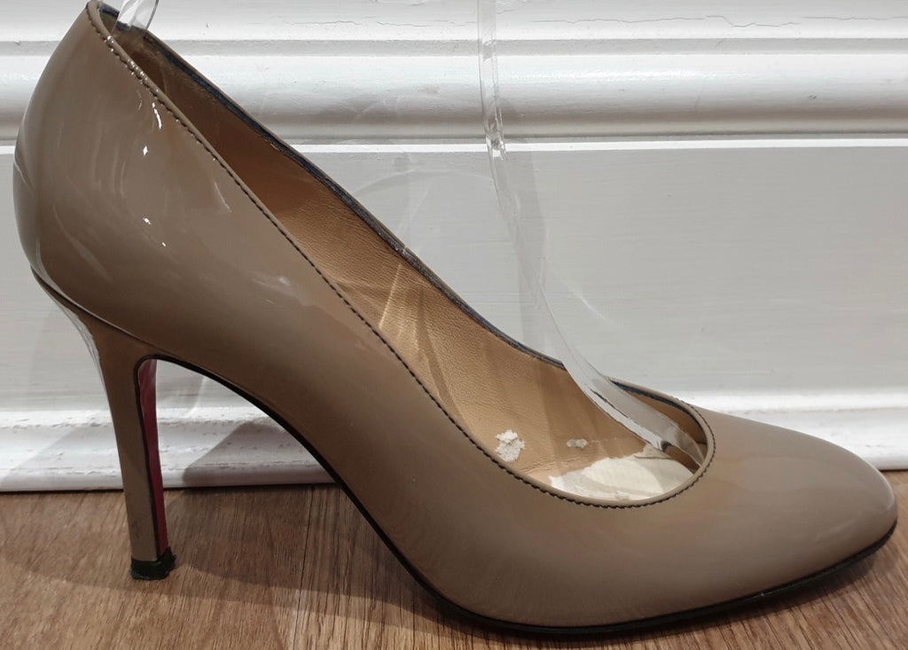 D&G DOLCE & GABBANA Beige Leather Patent High Stiletto Heel Pumps Shoes EU37 UK4