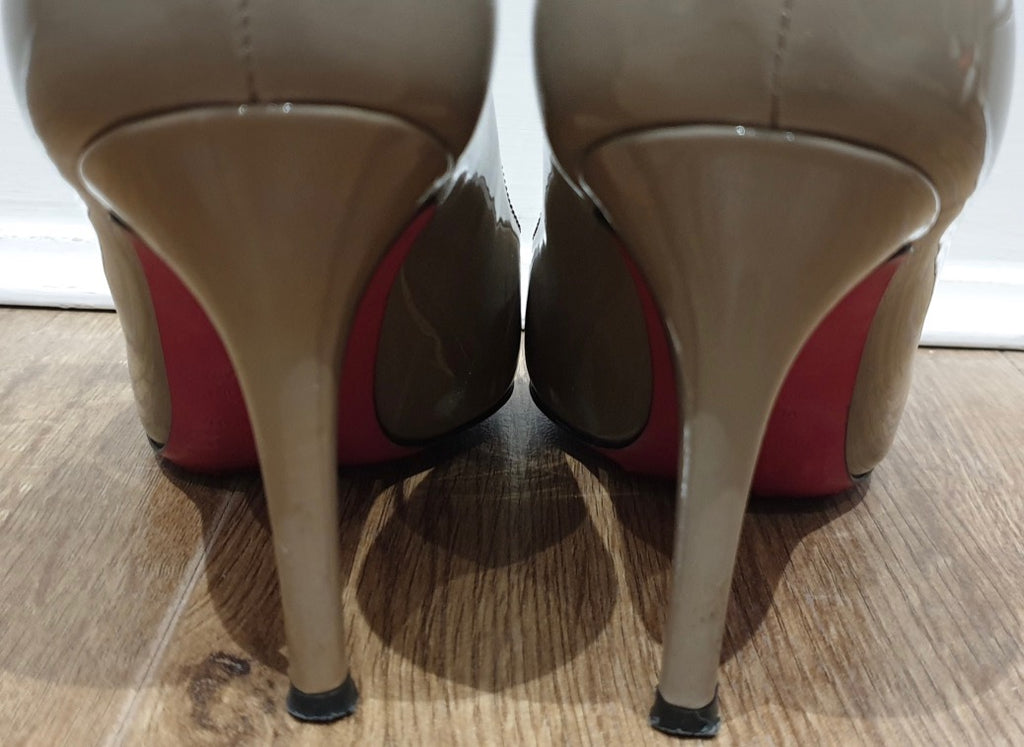 D&G DOLCE & GABBANA Beige Leather Patent High Stiletto Heel Pumps Shoes EU37 UK4