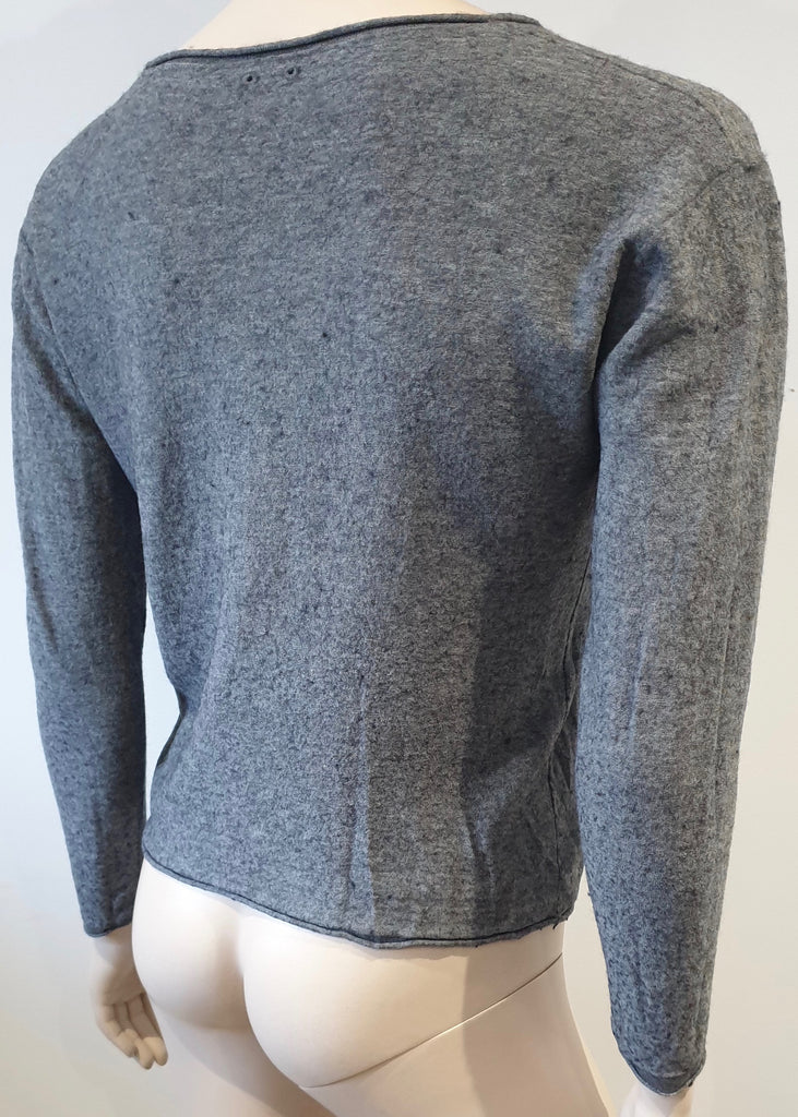 T ALEXANDER WANG Grey Wool Silk Blend Bobbled Effect Jumper Sweater Top XS