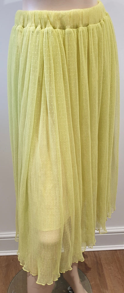 BAUM UND PFERDGARTEN Yellow Pleated Polka Dot Mesh Midi Skirt 36 UK10 BNWT