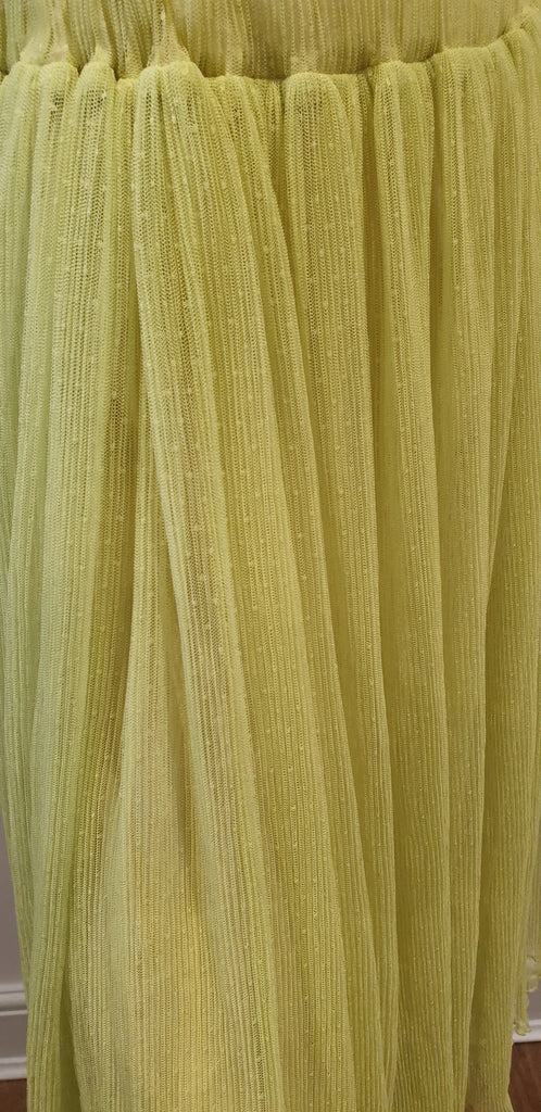 BAUM UND PFERDGARTEN Yellow Pleated Polka Dot Mesh Midi Skirt 36 UK10 BNWT