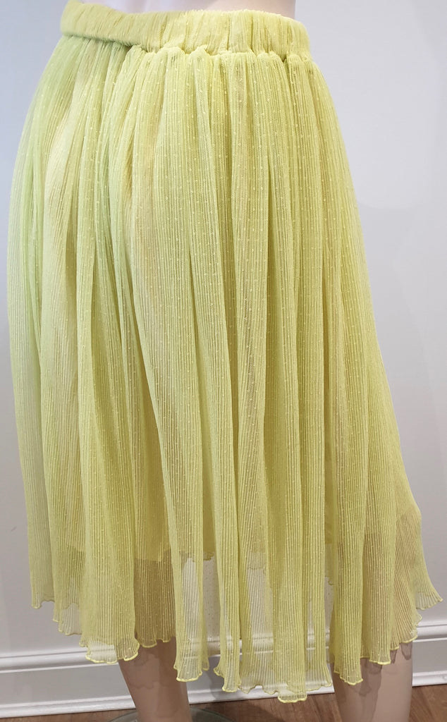 BAUM UND PFERDGARTEN Yellow Pleated Polka Dot Mesh Midi Skirt 36 UK10 BNWT