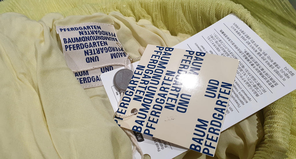 BAUM UND PFERDGARTEN Yellow Pleated Polka Dot Mesh Midi Skirt 36 UK10 BNWT