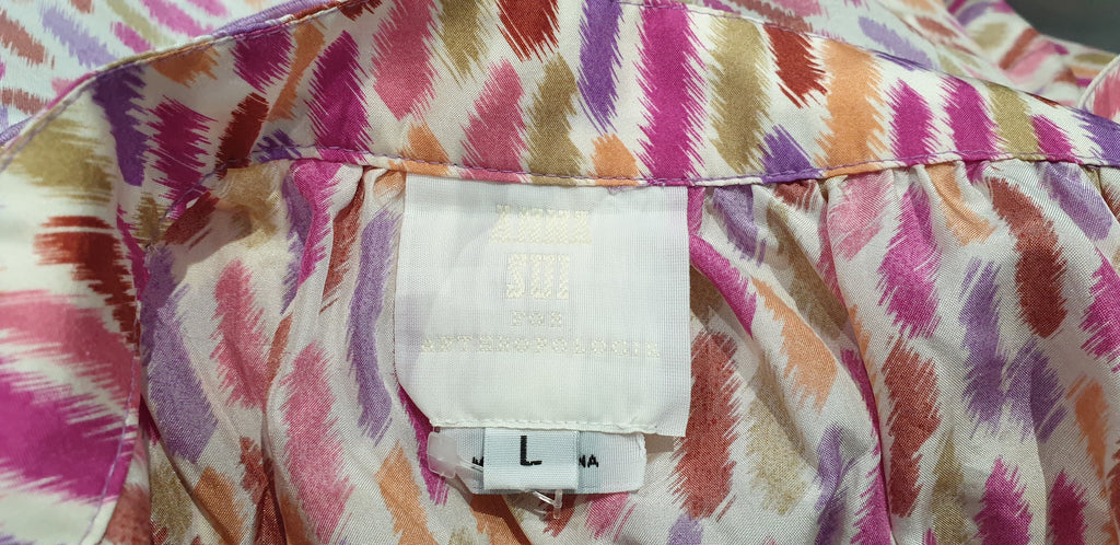 ANNA SUI For ANTHROPOLOGIE Multi Colour Silk Abstract Print Sleeveless Cami Top