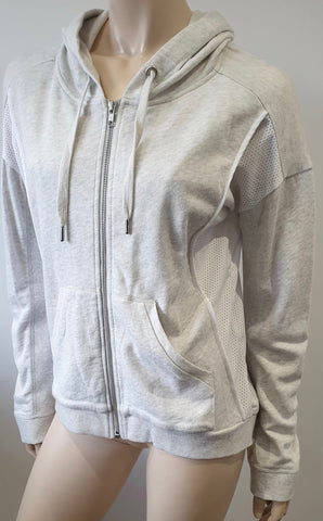 SANDRO Women's Grey Cotton Blend Casual Hooded Hoodie Sweatshirt Sweater Top L