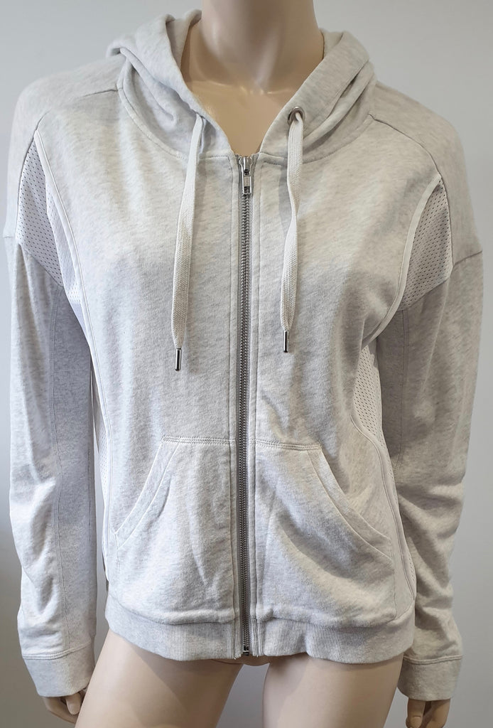 THE KOOPLES SPORT Pale Grey & White Cotton Hooded Sweater Sweatshirt Hoodie L