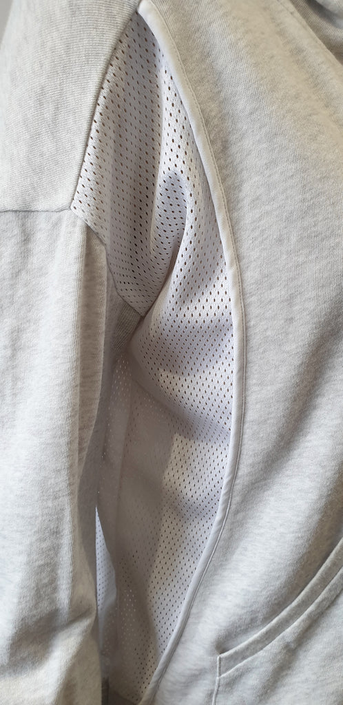 THE KOOPLES SPORT Pale Grey & White Cotton Hooded Sweater Sweatshirt Hoodie L