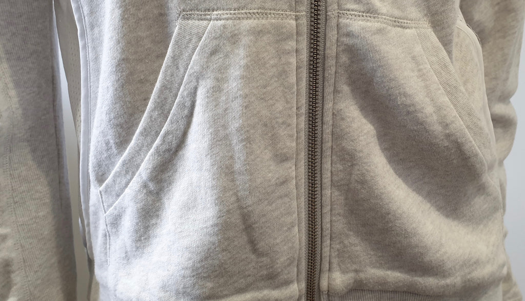 THE KOOPLES SPORT Pale Grey & White Cotton Hooded Sweater Sweatshirt Hoodie L