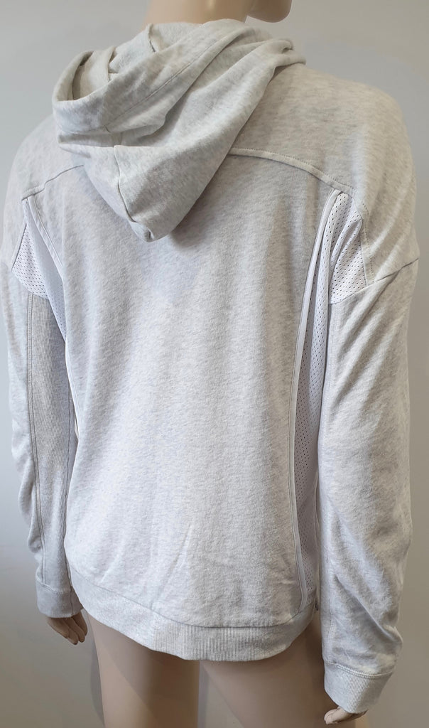 THE KOOPLES SPORT Pale Grey & White Cotton Hooded Sweater Sweatshirt Hoodie L