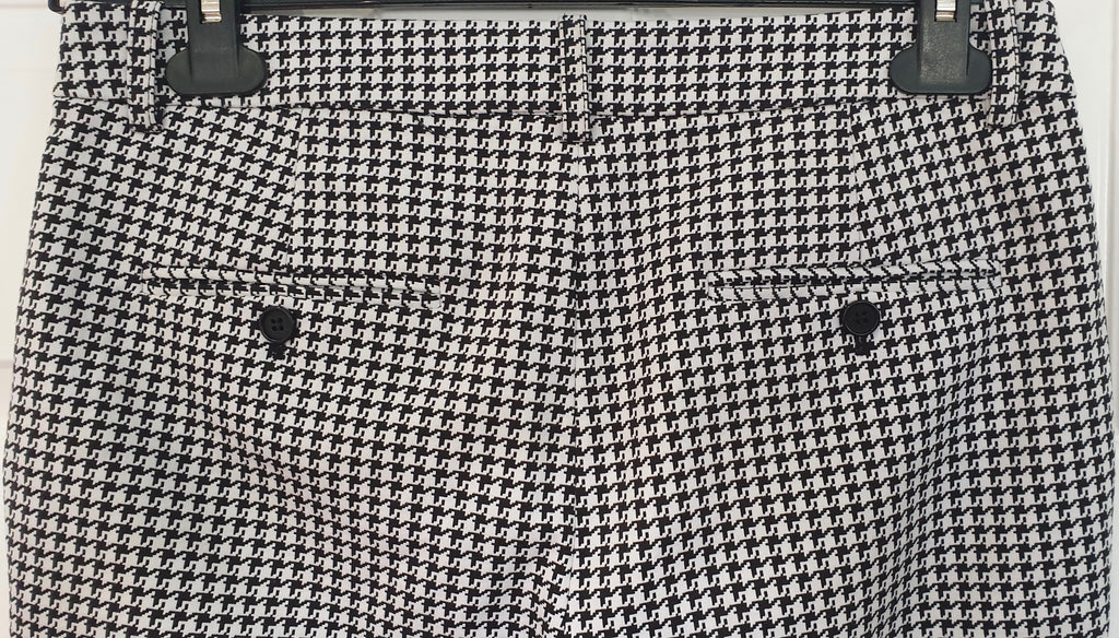 THEORY Black & White Cotton Dogtooth Pattern Crop Capri Tapered Trousers Pants M