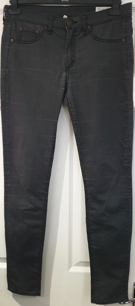 RAG & BONE Charcoal Grey Cotton Blend Distressed Skinny Jeans Trousers Pants 30