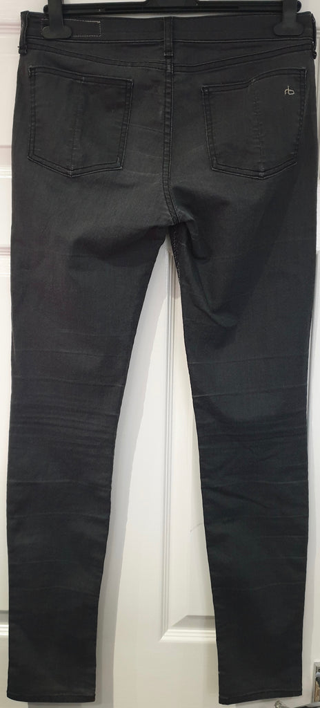 RAG & BONE Charcoal Grey Cotton Blend Distressed Skinny Jeans Trousers Pants 30