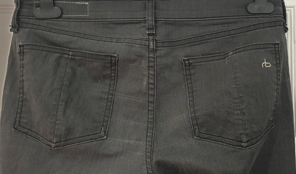 RAG & BONE Charcoal Grey Cotton Blend Distressed Skinny Jeans Trousers Pants 30