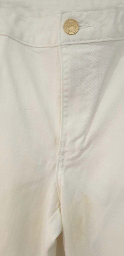 TORY BURCH White Cotton Stretch High Rise Wide Flare Leg Jeans Trousers Pants 27