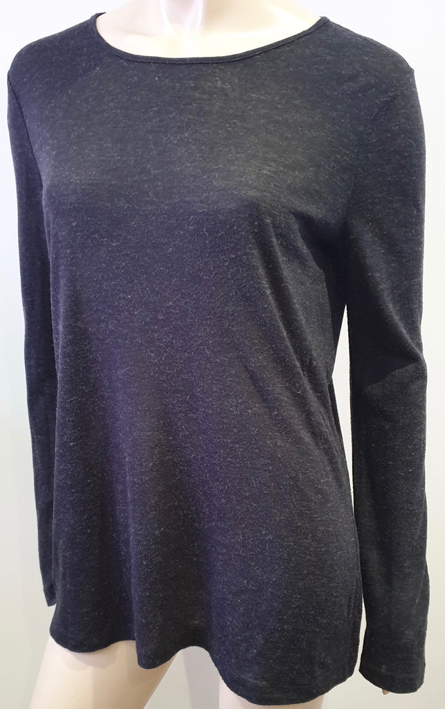 T ALEXANDER WANG Charcoal Grey Eyelet Rear Long Sleeve Sweater T-Shirt Top M