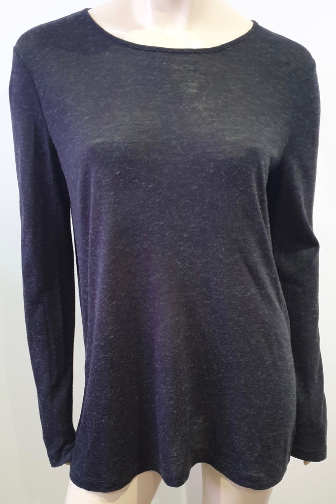 T ALEXANDER WANG Charcoal Grey Eyelet Rear Long Sleeve Sweater T-Shirt Top M