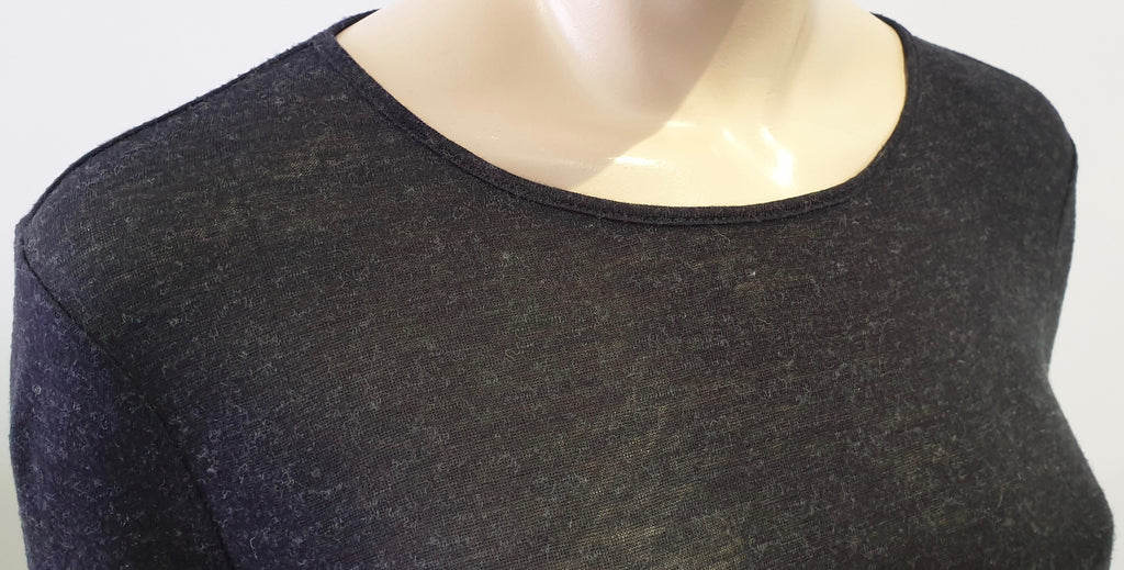 T ALEXANDER WANG Charcoal Grey Eyelet Rear Long Sleeve Sweater T-Shirt Top M