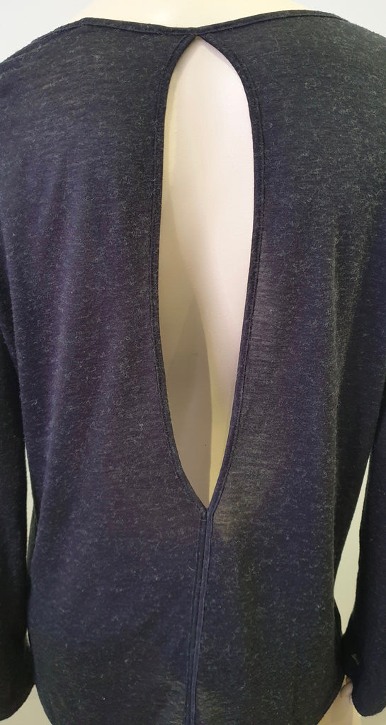 T ALEXANDER WANG Charcoal Grey Eyelet Rear Long Sleeve Sweater T-Shirt Top M