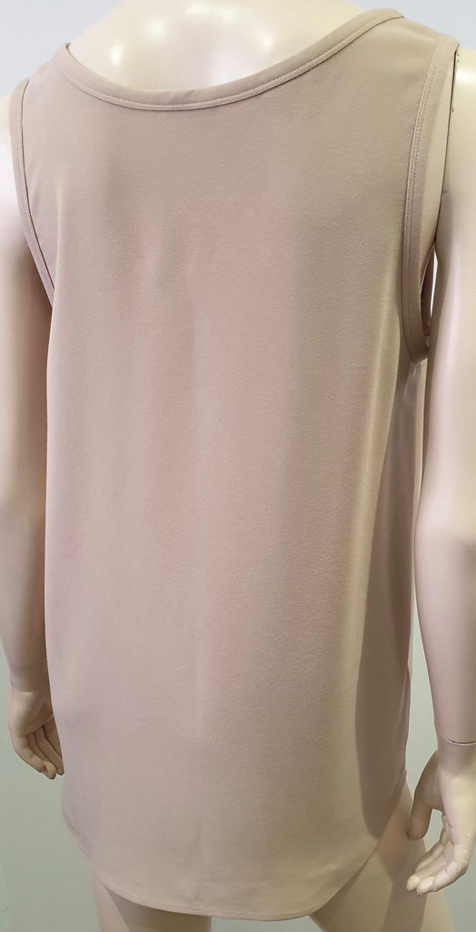 JOSEPH Beige Crepe Round Neck Sleeveless Long Length Cami Blouse Top 40 UK12