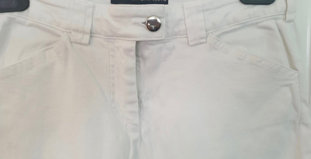 BALENCIAGA PANTS White Cotton Stretch Slim Capri Jeans Trousers Pants FR38 UK10