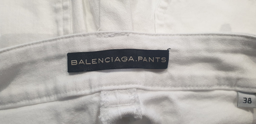 BALENCIAGA PANTS White Cotton Stretch Slim Capri Jeans Trousers Pants FR38 UK10