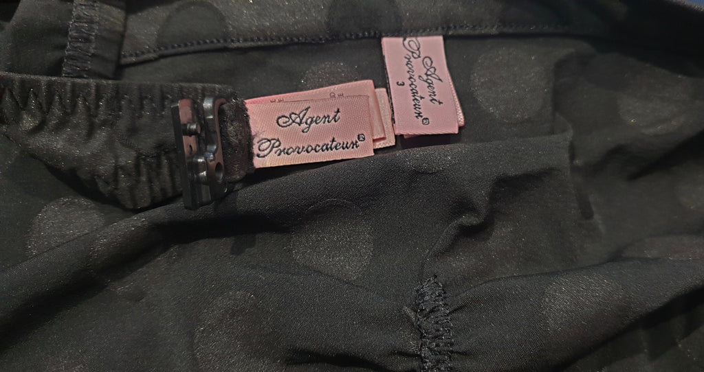 AGENT PROVOCATEUR Black Polka Dot Strapless Two Piece Swimwear Bikini Brief Set