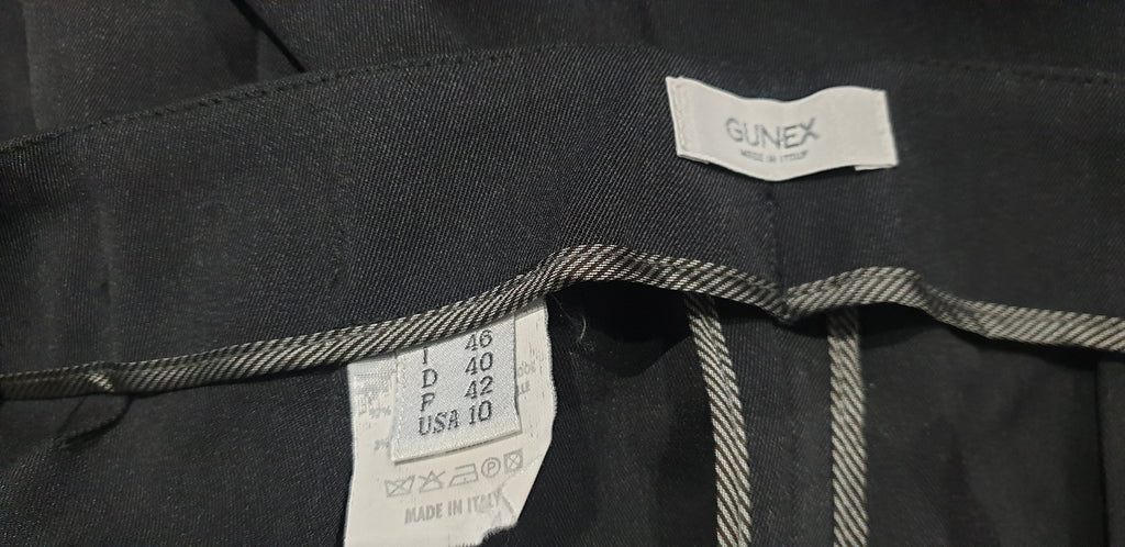 GUNEX Charcoal Grey Virgin Wool Blend Tapered Leg Formal Trousers Pants I46 UK14