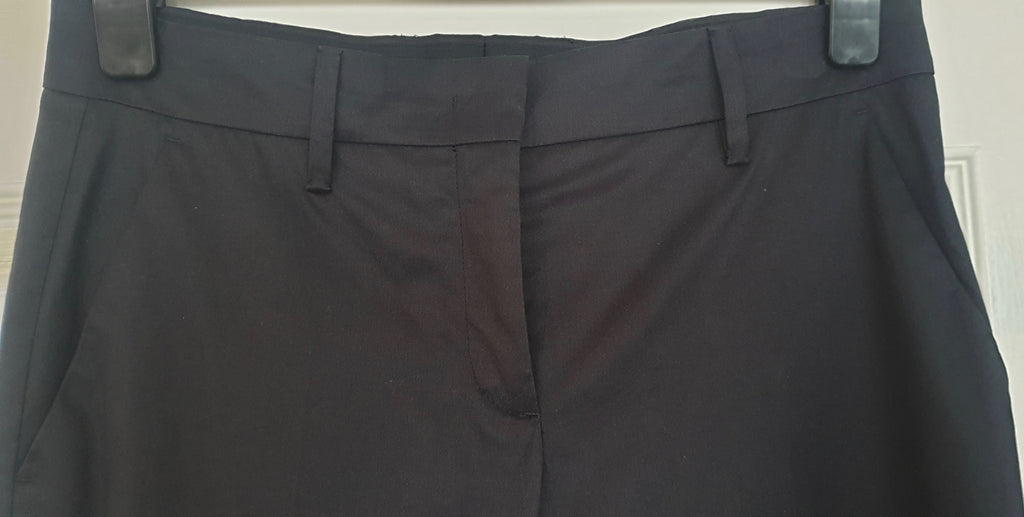 PRADA Women's Navy Blue Cotton Stretch Straight Leg Casual Trousers Pants 40 UK8