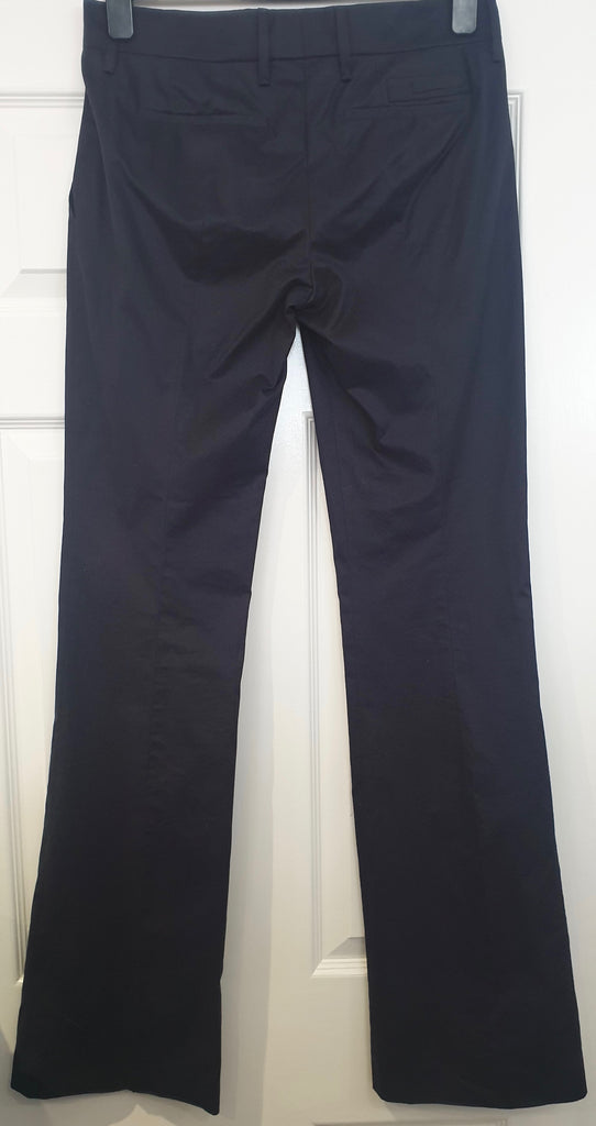 PRADA Women's Navy Blue Cotton Stretch Straight Leg Casual Trousers Pants 40 UK8