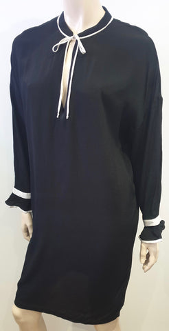 ACNE STUDIOS Black Multi Colour Silk Belvidere Printed Short Sleeveless Dress FR38 UK10