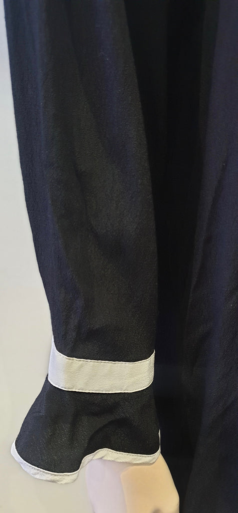 CUSTOMMADE Black Round Tie Neckline Long Sleeve Formal Tunic Dress 40 UK12