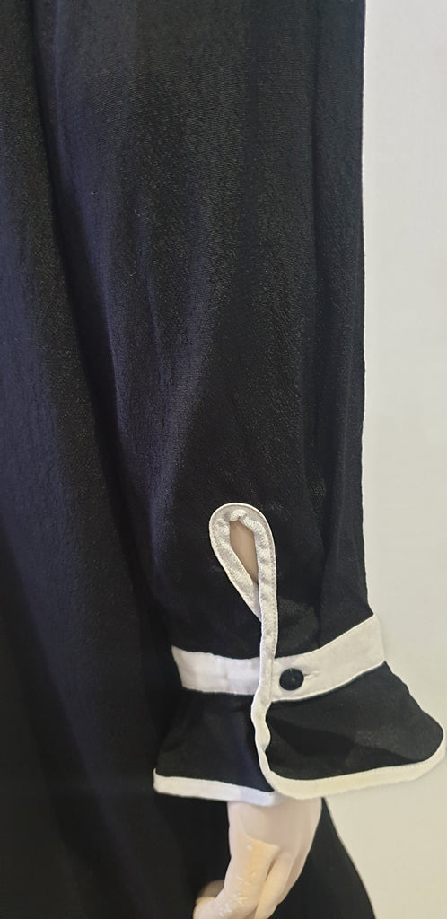 CUSTOMMADE Black Round Tie Neckline Long Sleeve Formal Tunic Dress 40 UK12