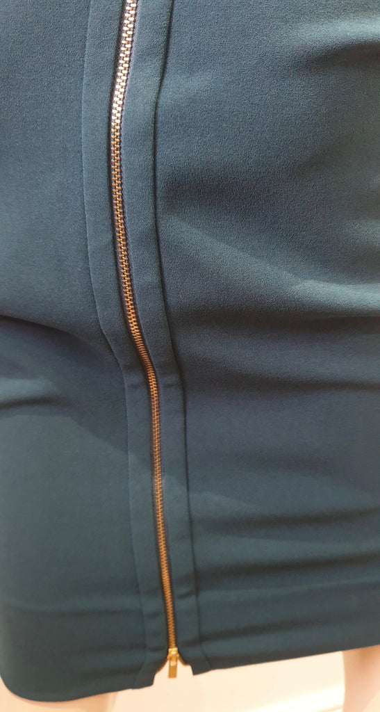 DVF DIANE VON FURSTENBERG Emerald Green V Neck Short Sleeve Pencil Dress UK6