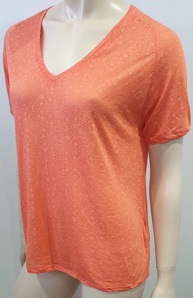 ZADIG & VOLTAIRE Orange MARGOT BURN Geometric Short Sleeve T-Shirt Tee Top M