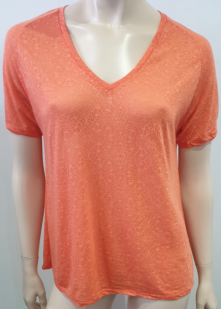 ZADIG & VOLTAIRE Orange MARGOT BURN Geometric Short Sleeve T-Shirt Tee Top M